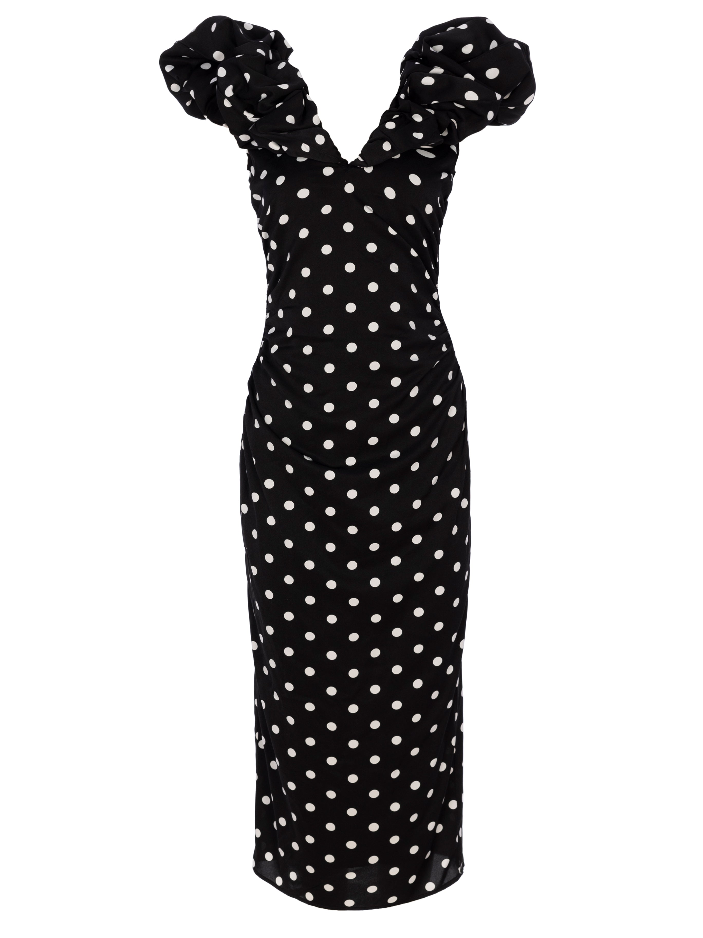 BIANCA DOTS - V-neck dress with puff sleeves