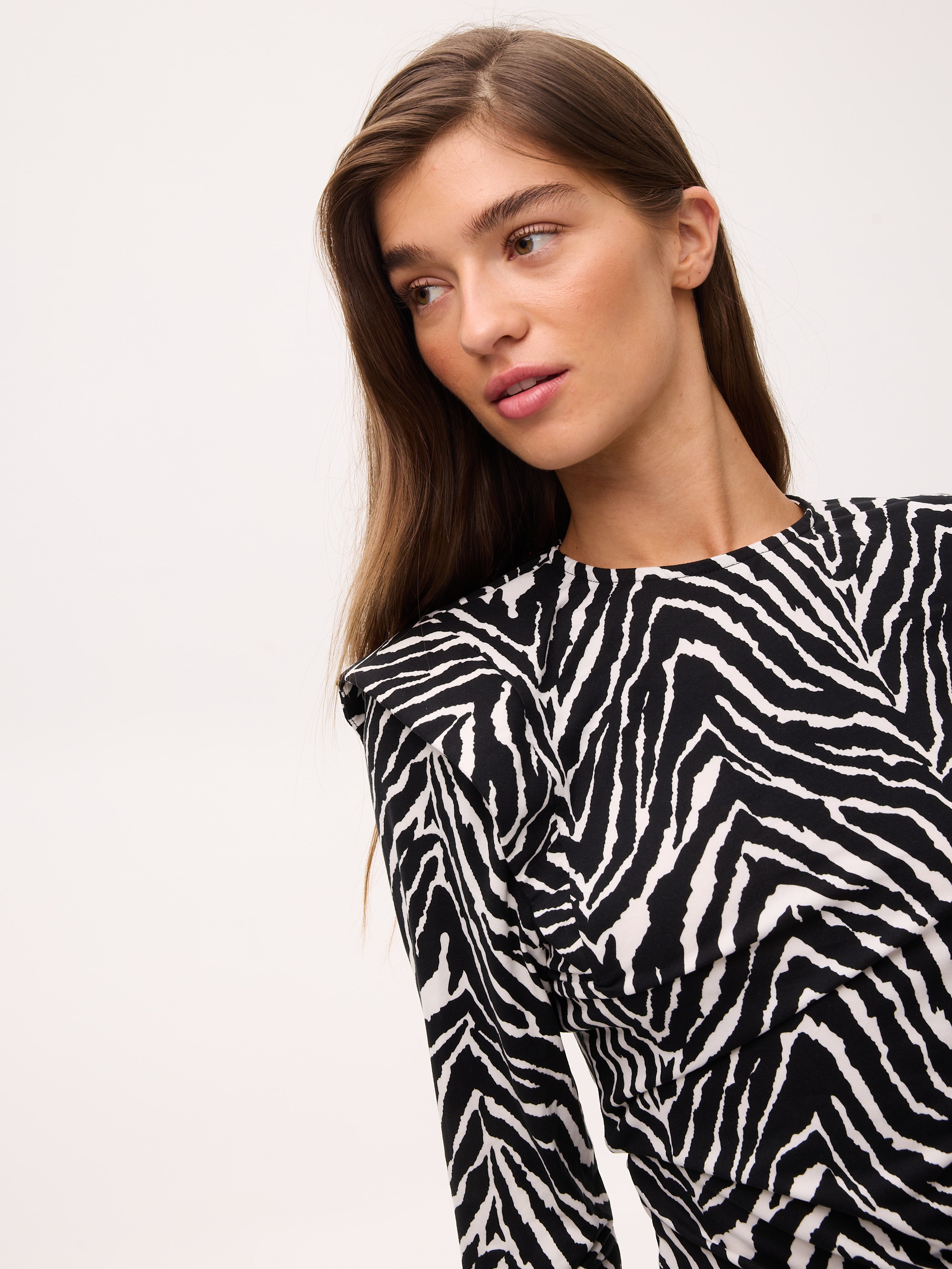 ULURU - Top cebra hombreras marcadas