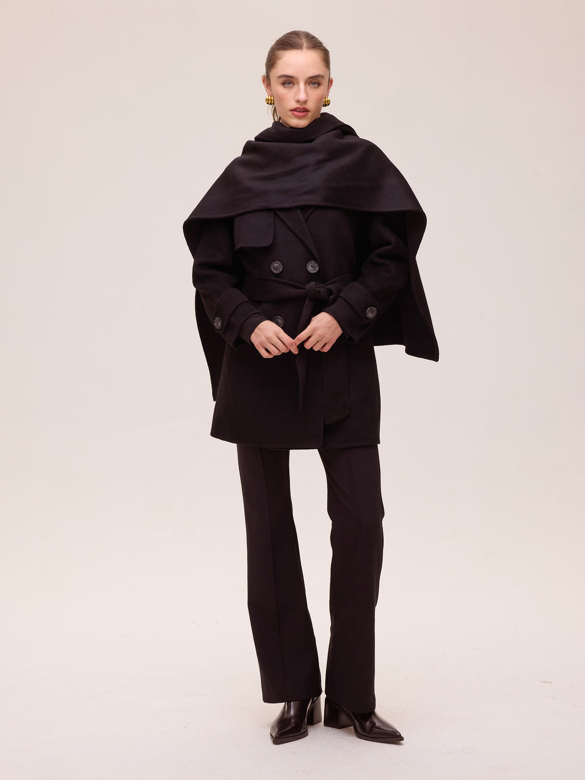 ALTAMIRA - Chaquetón marinero paño lana negro