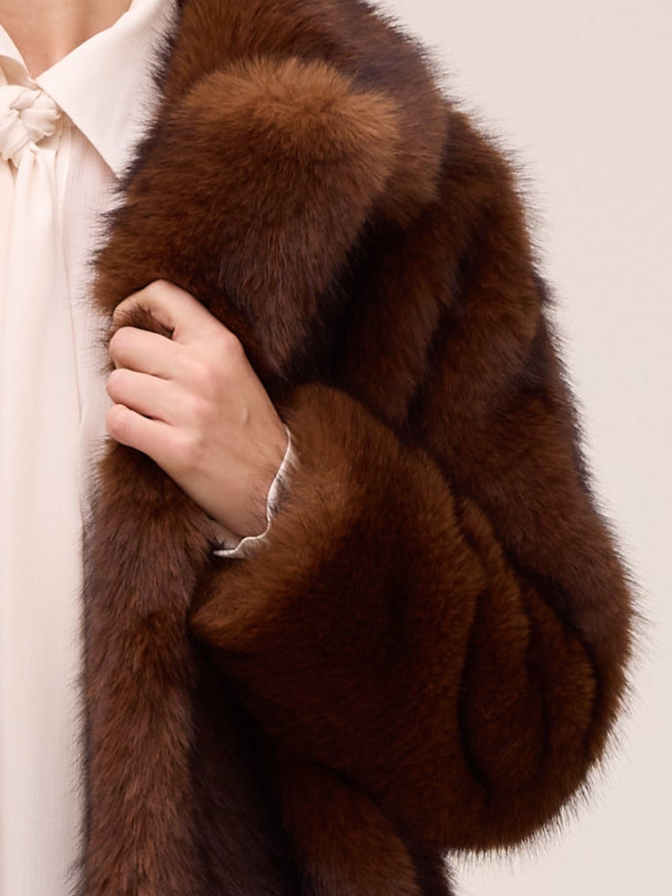GLOBE BROWN - Abrigo faux fur - Marrón