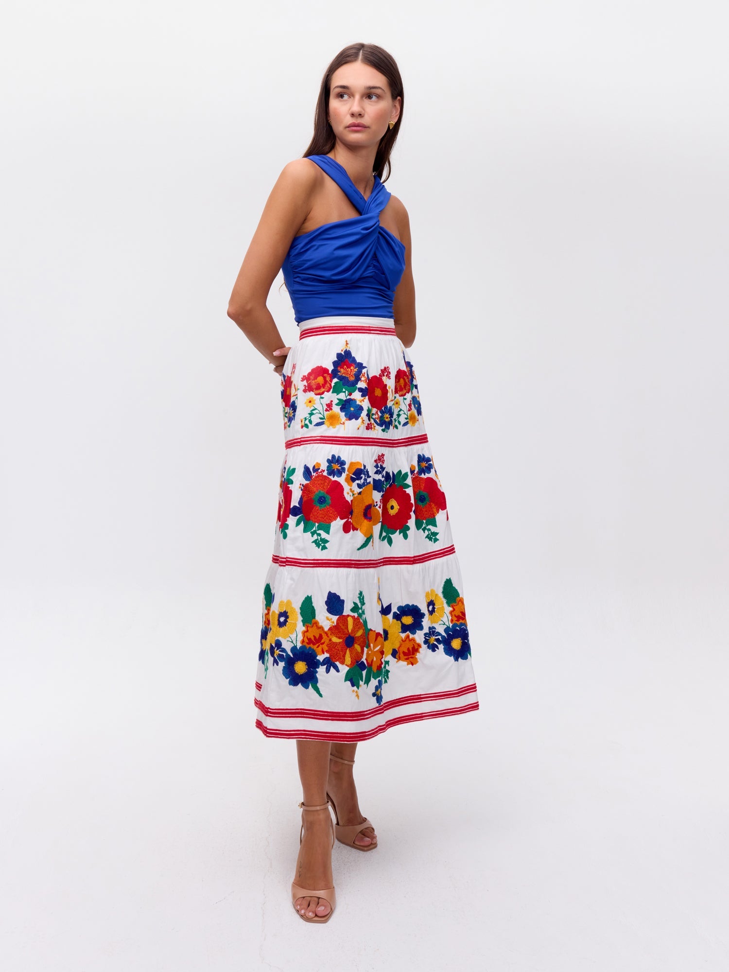 MIOH | TEQUILA - Falda con vuelo bordada maxi flores para invitada de boda