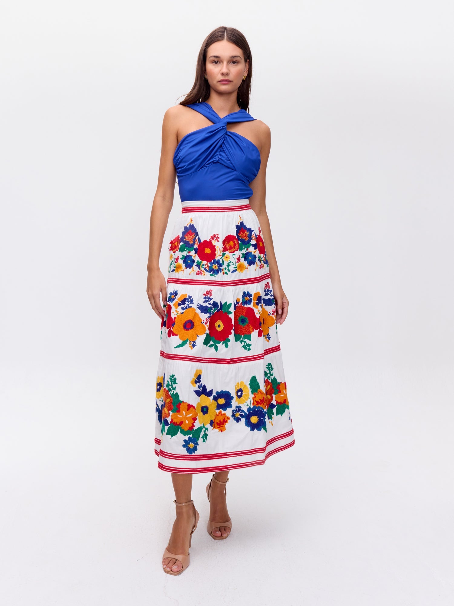 MIOH | WING BLUE - Top elástico posicional azul para invitada de boda