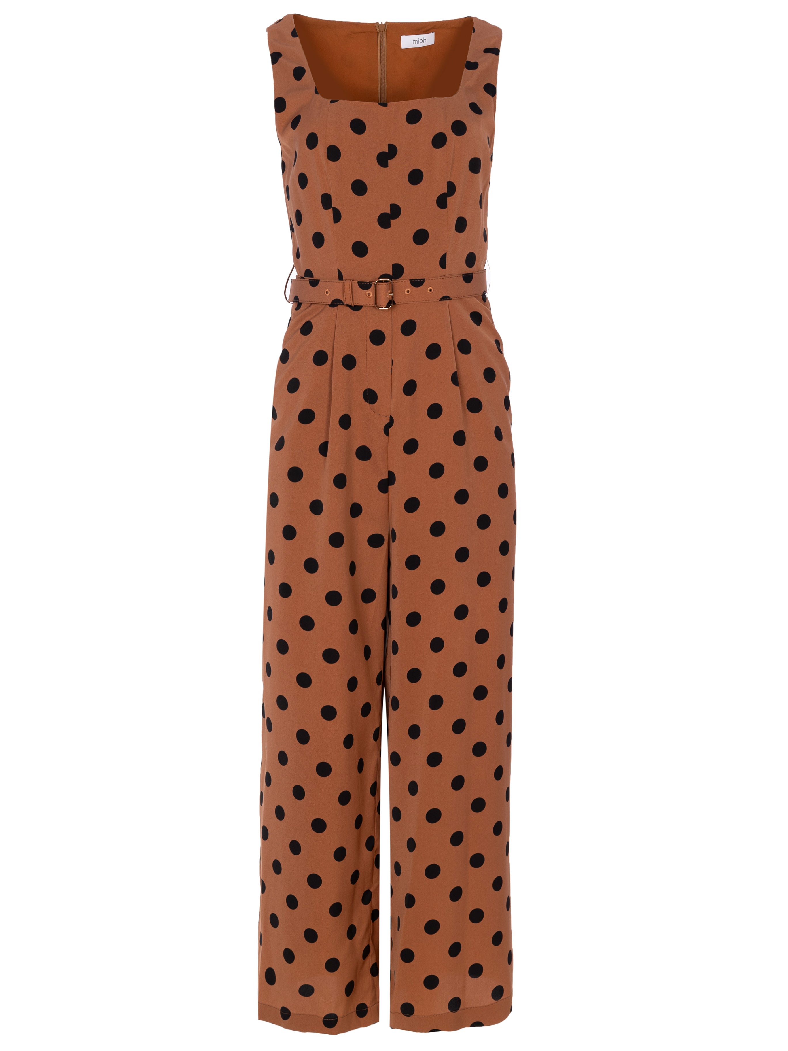 LORENZO DOTS - Mono escote cuadrado de lunares marrón y negro, para ser la invitada de boda perfecta y fiesta esta primavera verano. MIOH es la marca de vestidos de invitada de boda y fiesta de referencia en España