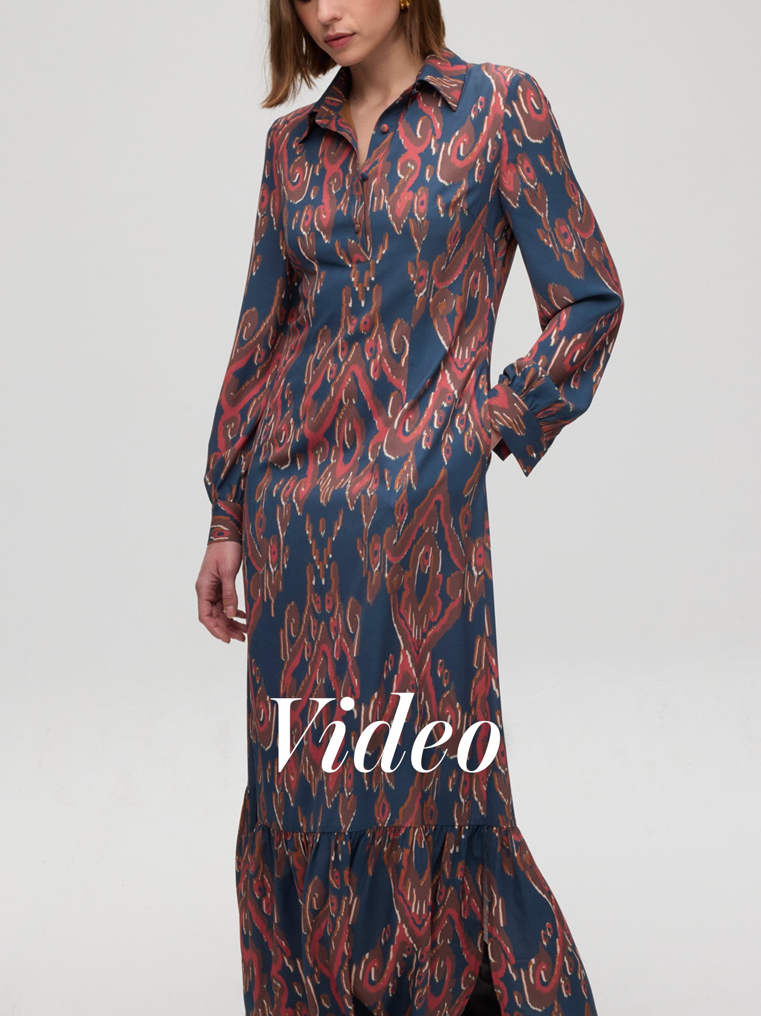 mioh | IGUAZU IKAT - Vestido camisero estampado ikat. Vestidos de fiesta para invitadas de boda perfectas. Marca española de moda