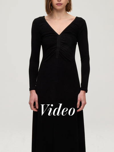 mioh | LUXOR BLACK - Vestido de punto reversible negro. Vestidos de fiesta para invitadas de boda perfectas. Marca española de moda