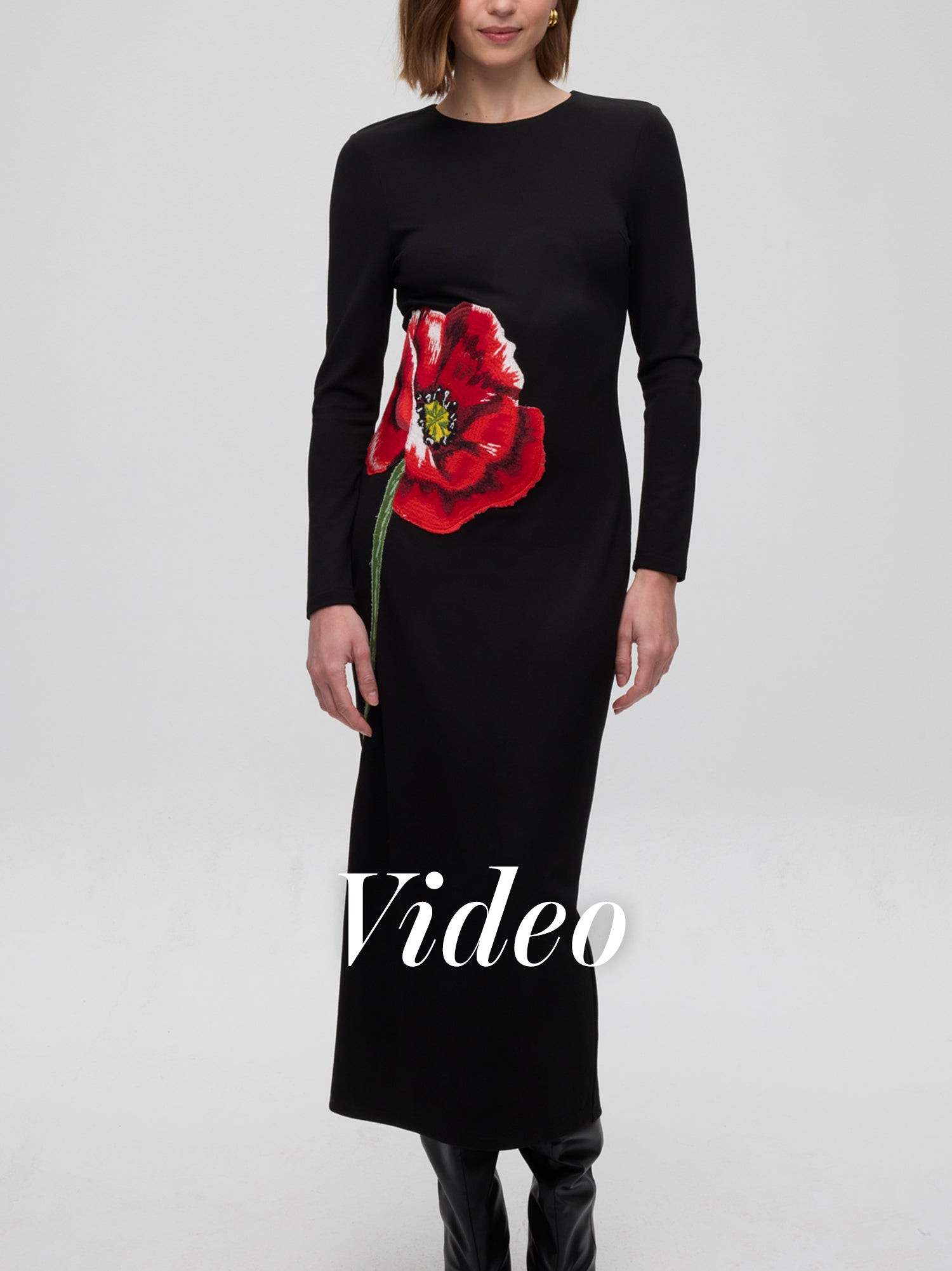 mioh | POPPY - Vestido midi amapola bordada. Vestidos de fiesta para invitadas de boda perfectas. Marca española de moda