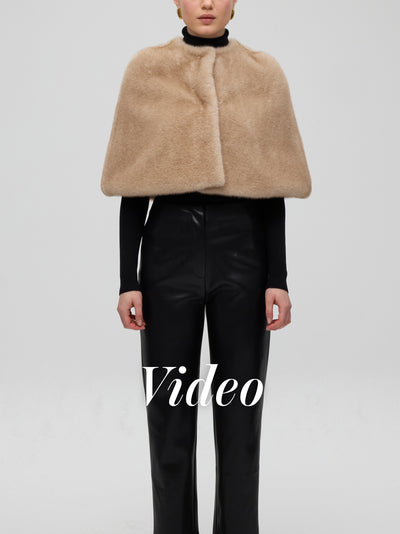 mioh | SEAGRAM + CINEMA ECRU - Pantalón ecopiel + capita faux fur