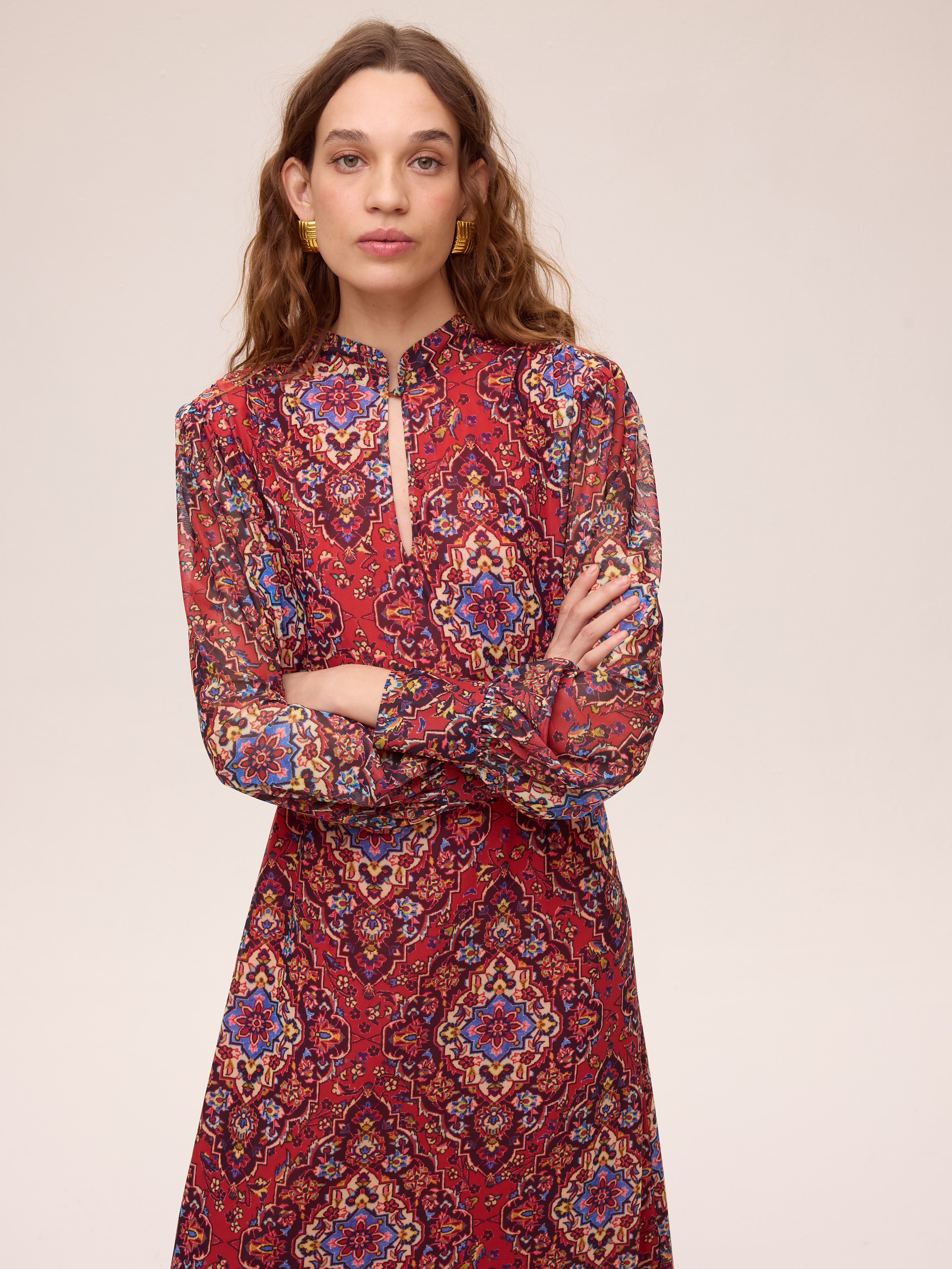 SUMMIT PRINT - Vestido amplio tul estampado boho, el look de invitada perfecta firmado por MIOH, marca española de vestidos de fiesta y de boda
