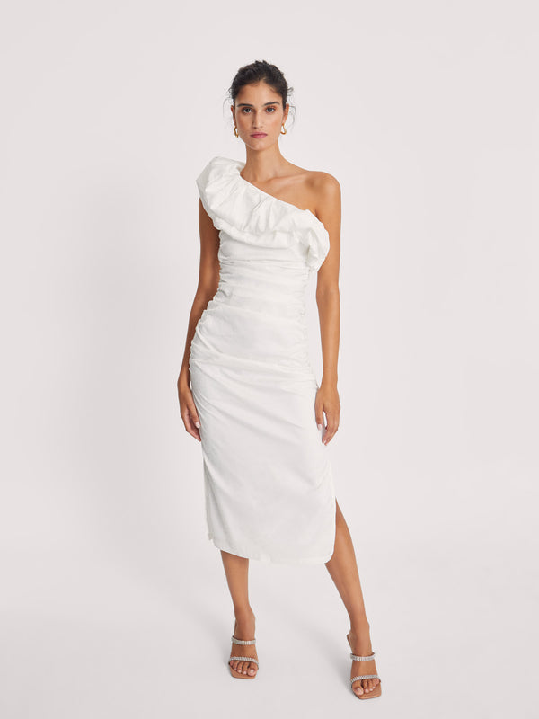 mioh | AVA WHITE - Vestido de novia jacquard blanco