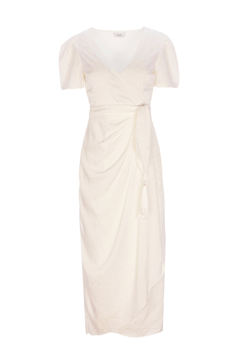 mioh | AUDREY WHITE - Vestido wrap de novia en Jacquard